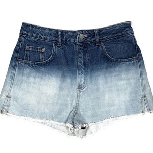 Topshop Dip Dyed Moto Mom Cut-Off Shorts